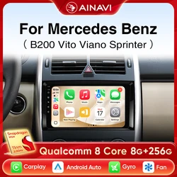 Ainavi Car Radio For Mercedes Benz B200 W169 W245 Viano Vito W639 Sprinter W906 Wireless Carplay Android Auto Multimedia Player