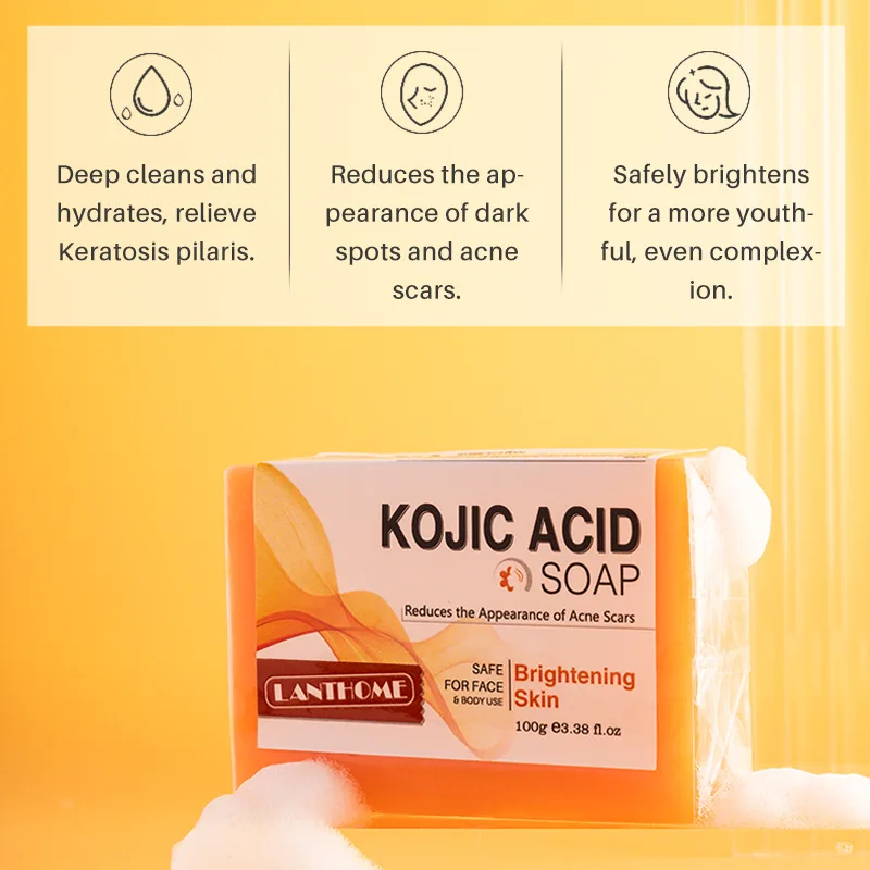 Kojic Acid Soap Original Cleanses Skin with Hand-made Whitening Soap for Deep Cleansing and Brightening Skin Tone Antimicrobial