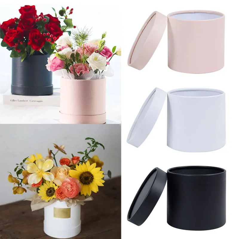 

Hug Bucket Round Flower Paper Boxes Bucket Set Flower Packaging Gift Box Valentine's Day Flower Shop Wedding Party Decoration
