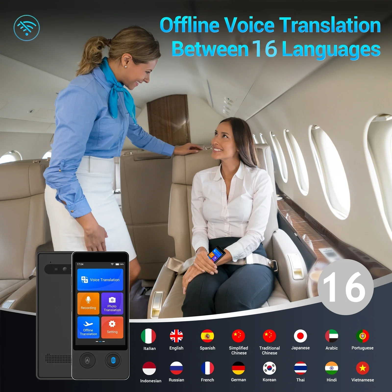 W12 Smart Translator Real-time Language Translation Device Pocket Speech Translator 144 Languages for Travel Business Hot Sale