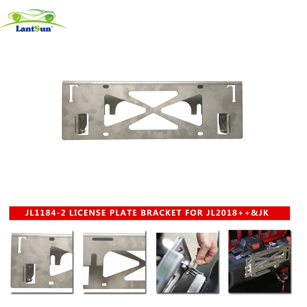 License Plate Frame Holder, Front bar License Plate up Moving Bracket,Exterior Accessories for Jeep Wrangler JL JK,JL1184-2