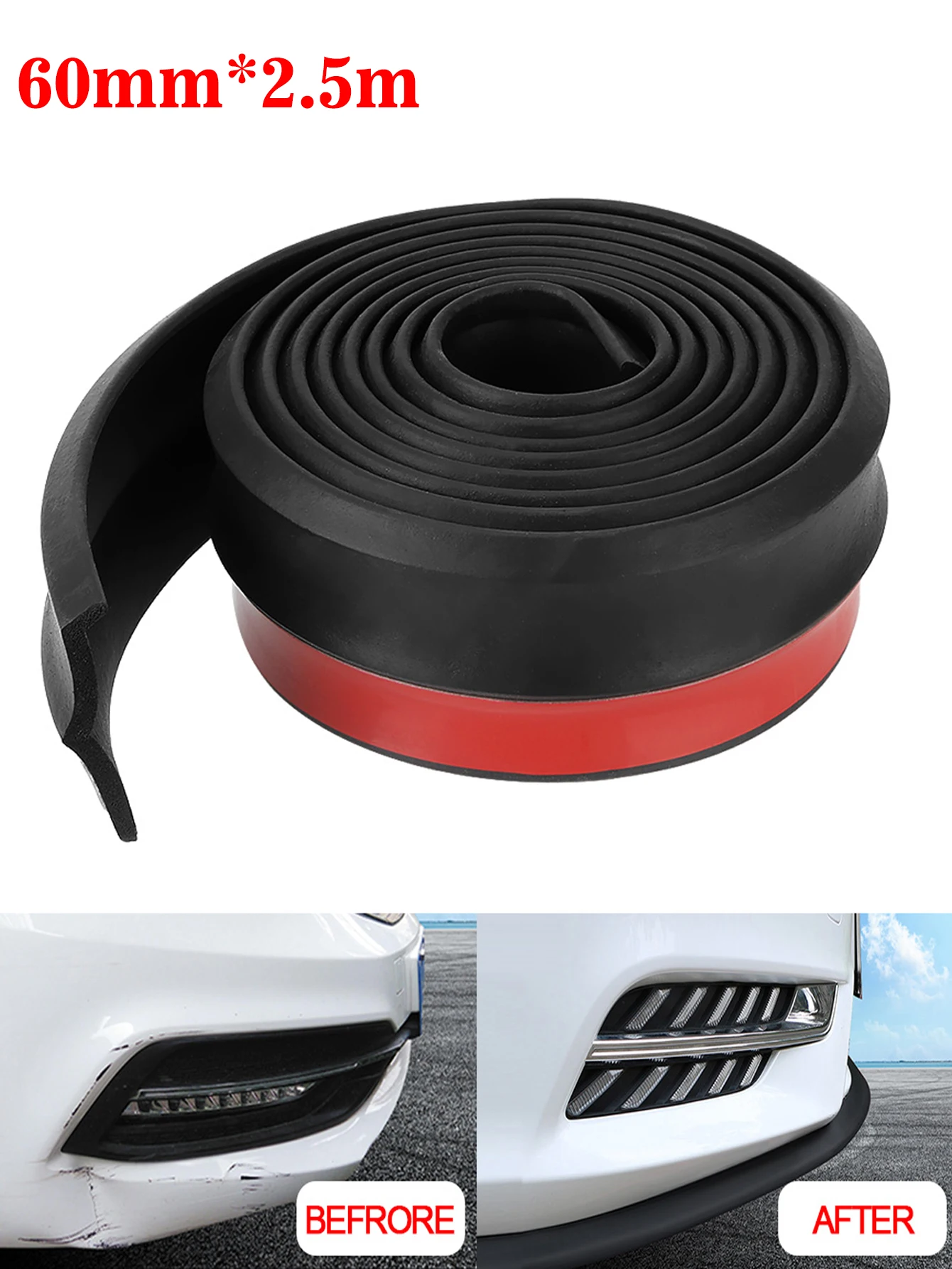 

60mm * 2.5m General Motors Modified L-shaped Sealing Anti-collision Strip Car Front Lip Collision Strip