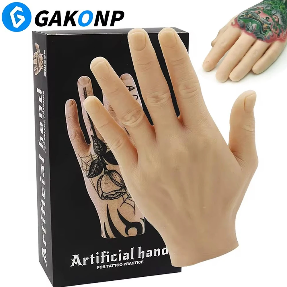 Premium Tattoo Practice Hand Silicone Dummy Soft Fake Hand Skin Left/Right Hand Practice Skin Tattoo Training Hand Accessories