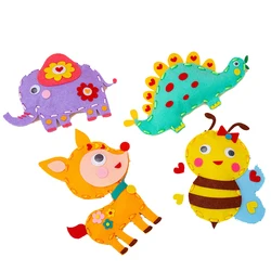 3Pcs DIY Sewing Felt Cartoon Animals Non-woven Fabric Dolls Handmade Kids Beginners Educational Sewing Set Girl Art Toys Gifts