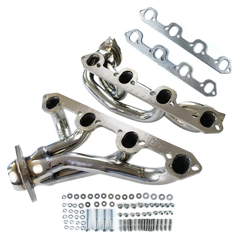 Hamsit Shorty Stainless Exhaust Manifold Headers For 87-96 Ford F150 / F250 / Bronco