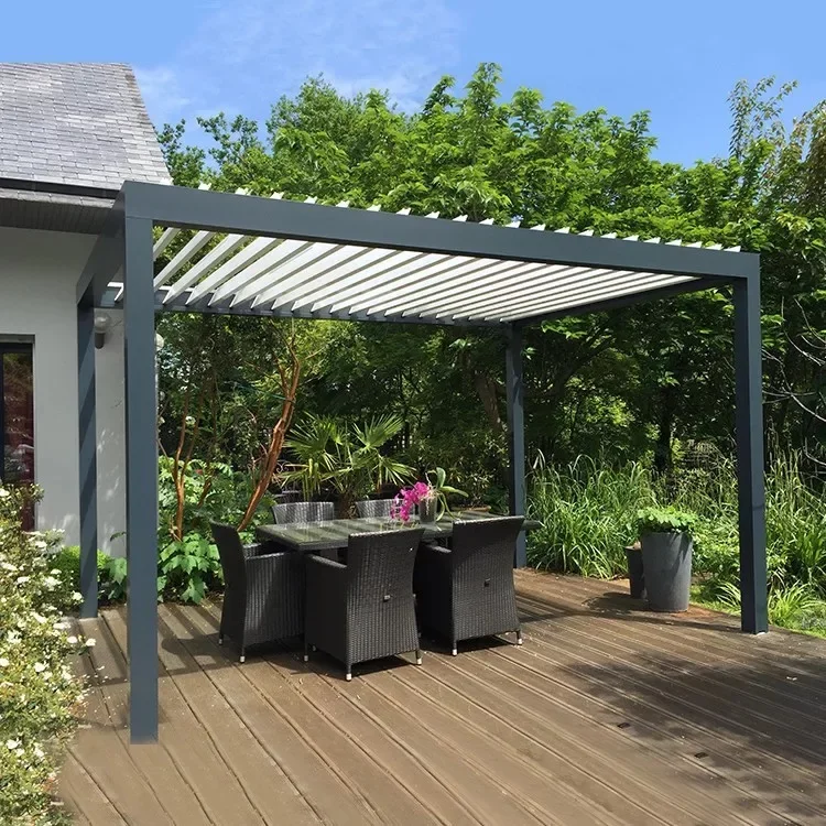 pavilion Waterproof Louver Roof System Kits Outdoor Gazebo Garden Bioclimatic Aluminium Pergola Custom Metal Pergola