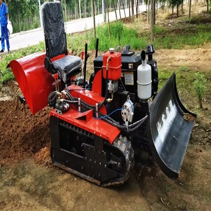2026 forDiesel 25HP Crawler Rotary Tiller For Small Farm Multi Purpose Multifunctional Cultivator Plowing Machine Factory Direct