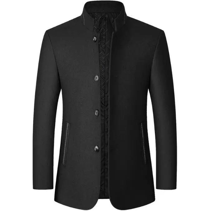 

Мужская шерстяная куртка с воротником-стойкой среднего возраста, осенне-зимний стиль, одежда для папы, повседневное пальто