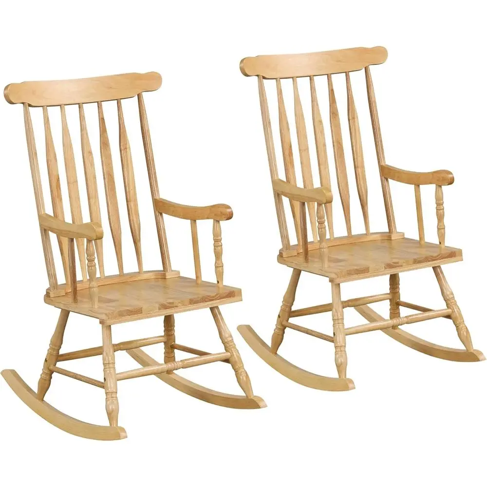 

Кресло-качалка для патио из цельного дерева, качели для наружного крыльца для сада и балкона, натуральная отделка (набор из 2 шт.)