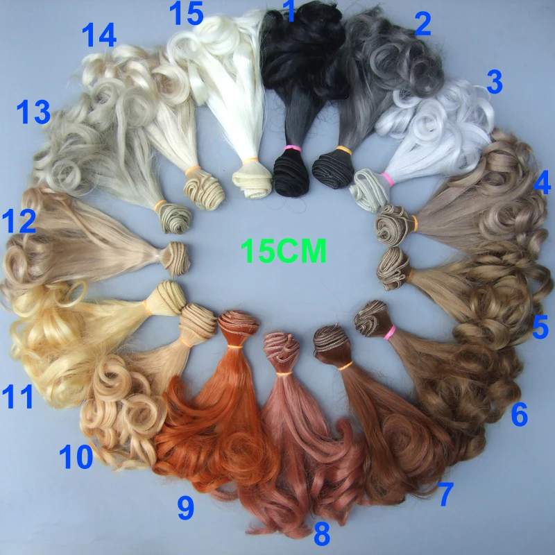 1pcs 15cm  Refires Curly Bjd Hair for 1/3 1/4 BJD Diy Doll Wigs