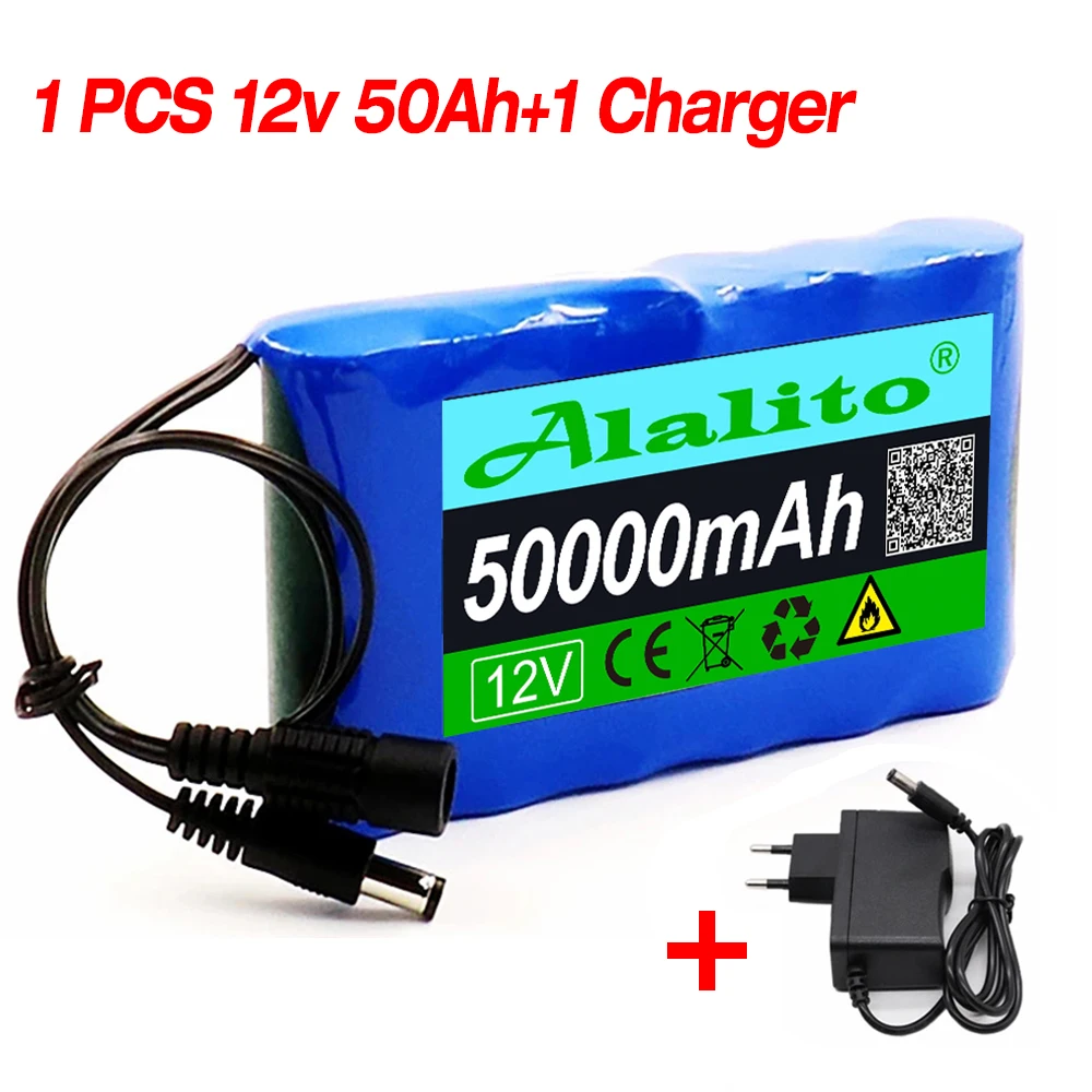 18650 3S2P 12V 50000mah Original Lithium Ion Battery DC 12.6V 14Ah Rechargeable CCTV, Camera Monitor Replacement Battery + Charg