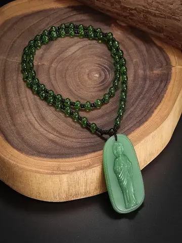 Exquisite Buddhist Jade Pendant Necklace for Men and Women Religious Personality Simple Amulet Church Party Accessories Gift