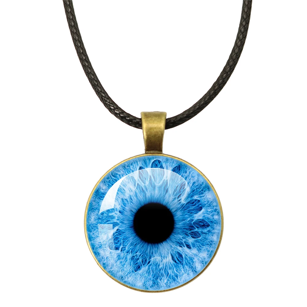 Leather Rope Chain Necklaces Large Pupils Necklace Human Eye Dragon Cat Eye Pendant Necklace Charm Jewelry For Gift