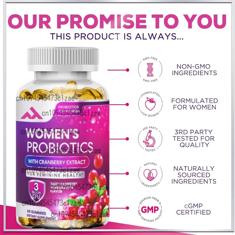 

Female Probiotics - Gummies Containing Cranberries, Used for Digestion, PH, and Immune Health Support, 3 Billion Colony Units