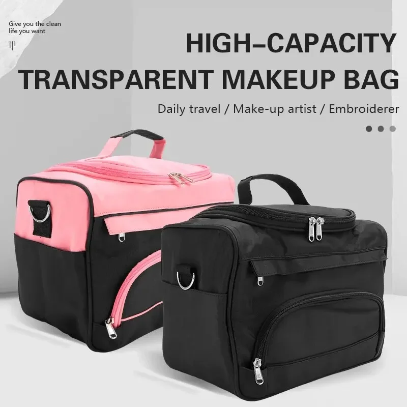 

Barber Large Capacity Hair Scissor Comb Bag Hairdressing Tools Storage Pouch Salon Haircut Case Suitcase Organizer Pink Black