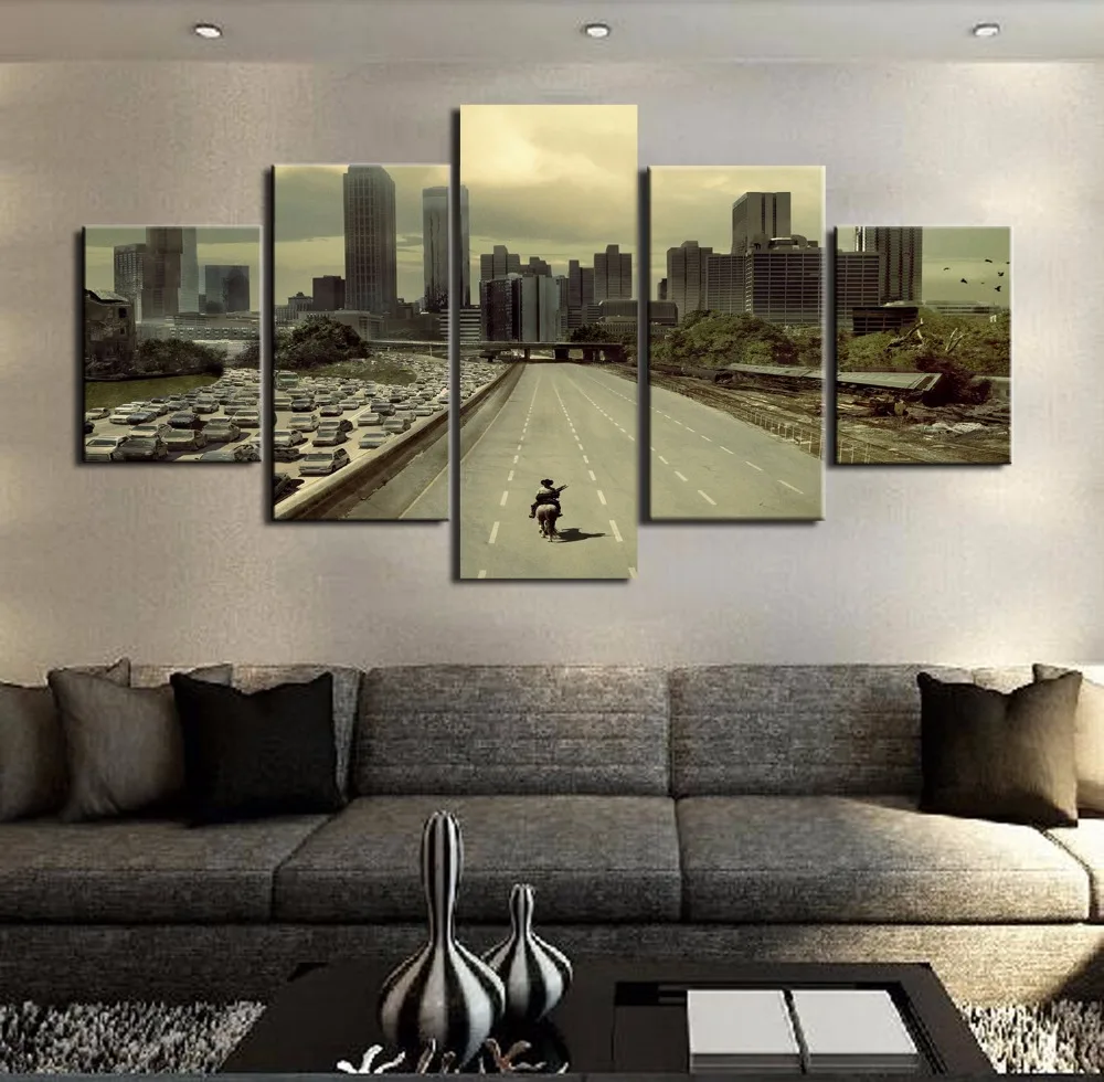 Movie Poster 5 Pieces Canvas Art Walking Dead Decor Painting Living Room Wall Picture Print Wallpaper Modular Home Decoration