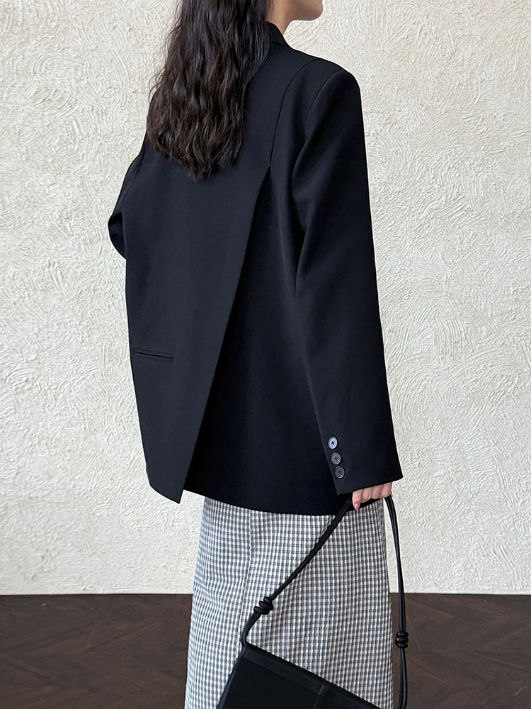 FANAN オフィスレディバックスリットデザインブレザー女性のためのシングルブレストソリッドフィット女性コートエレガントなジャケット 2025 秋の新