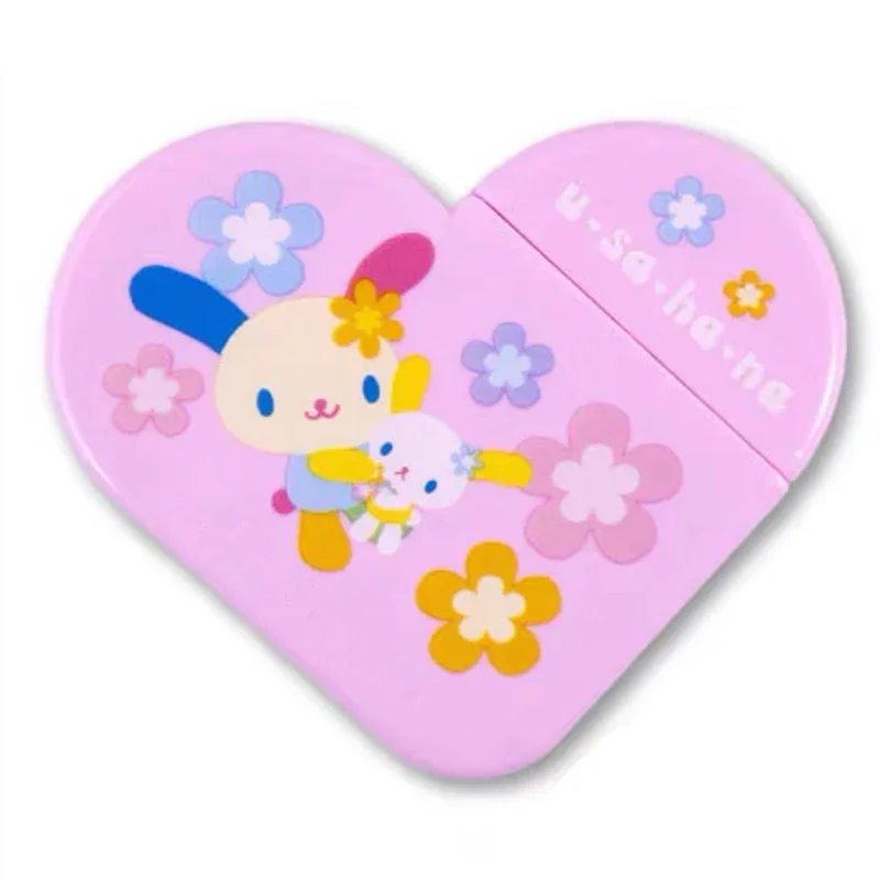 Usahana Bunny Mini Mirror With Comb Kawaii Cute Vanity Makeup Mirror Heart Shape Portable Small Mirror