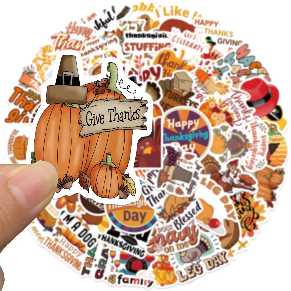 50 قطعة ملصقات عيد الشكر الكرتون تركيا اليقطين صائق DIY بها بنفسك سجل القصاصات مجلة الثلاجة سكيت ملصقات الحفلات للمراهقين