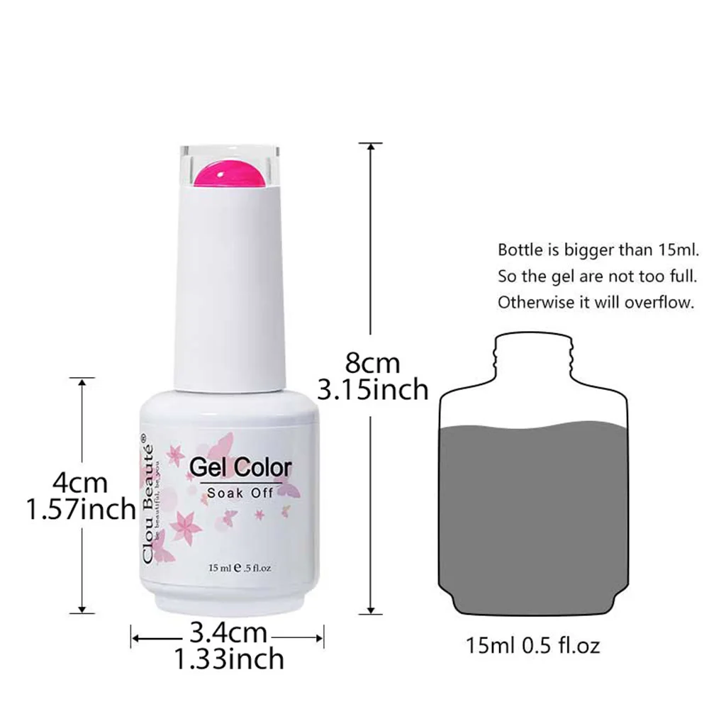 Clou Beaute 15ml Smalto gel trasparente ghiacciato Traslucido Nudo Rosso Bianco latte HEMA TPO Smalto gratuito Semi permanente UVLED Nail Art