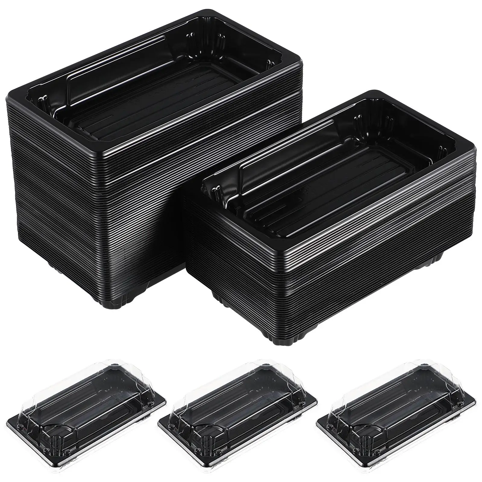 

Sushi Containers with Lid Food Trays Carry Out Cake Charcuterie Boxes Clear Lids Fruit