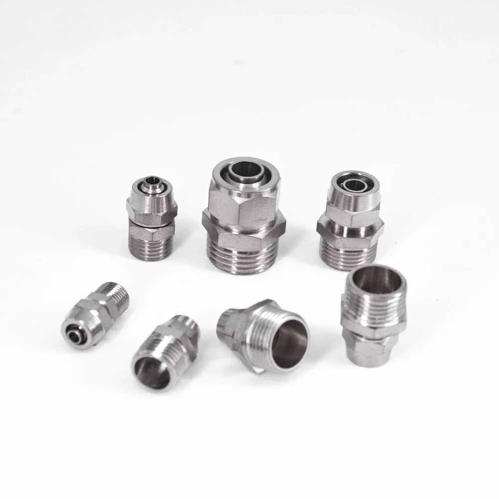 ข้อต่อท่อลมแบบเกลียวผ่าน PC Male Thread M5 1/8 นิ้ว 1/4 นิ้ว 3/8 นิ้ว 1/2 นิ้ว - ท่ออากาศ 4-16 มม. OD ข้อต่อท่อลมแบบขันเร็ว