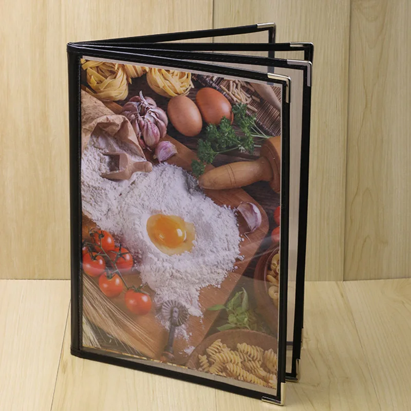 2Pcs Transparent Restaurant Menu Covers For A4 Size Book Style Cafe Bar 4 Pages 8 View