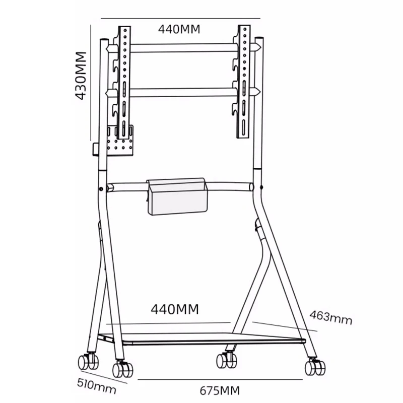 المساحات الصغيرة الطابق حامل تلفاز عربة تلفزيون المتداول لشاشة تلفزيون 32-55 بوصة تصل إلى 110 رطل غرفة المعيشة الحديثة التلفزيون تقف VESA 400*400 ملم
