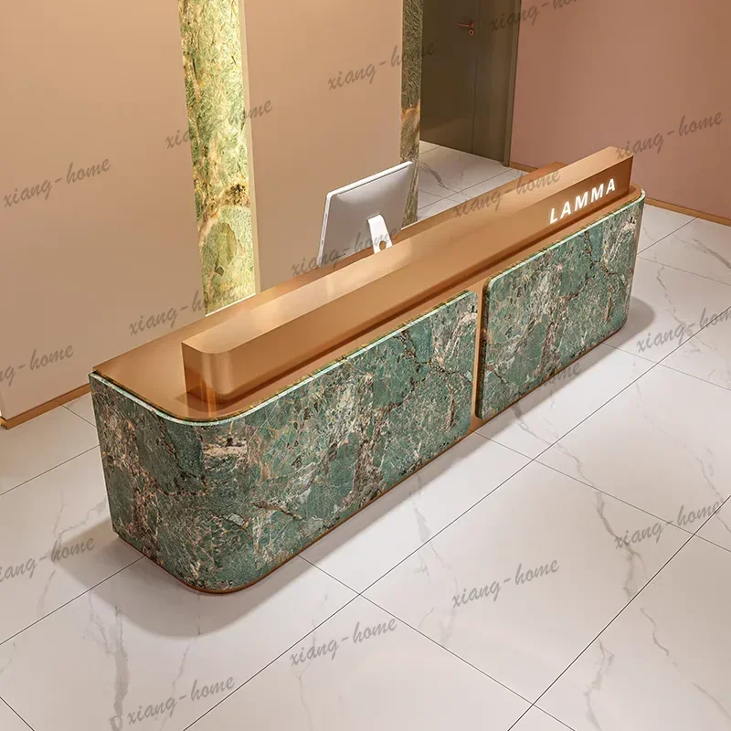 ld Silver Office Reception Desks Luxury Display Beauty Home   Recepcion Desk Podium Mostrador Office Furniture