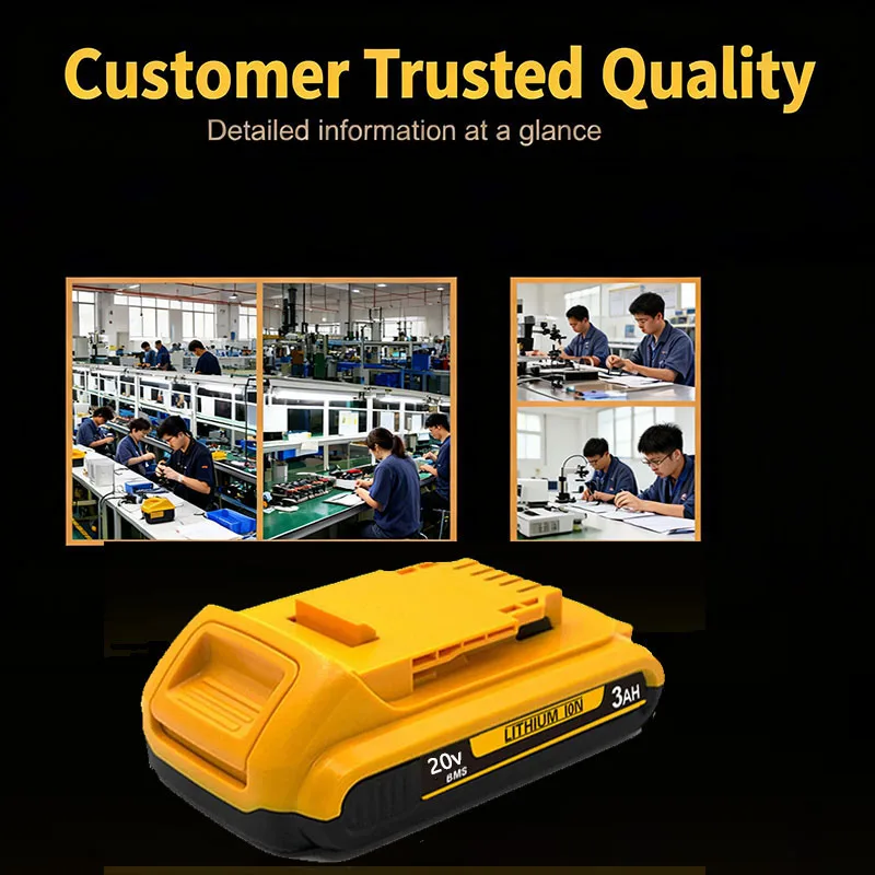 Originální 3AH pro DEWALT 20V akumulátor pro elektrické nářadí DCB606 DCB205 DCB206 DCB205, DCB184, DCB200 pro baterie Dewalt - náhled 2