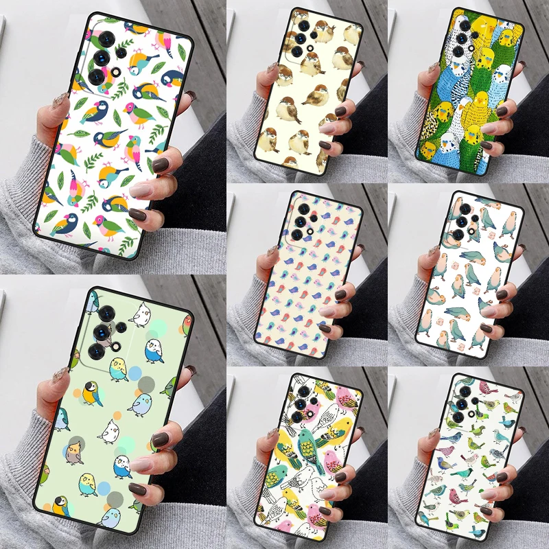 Colorful Parrots Phone Case For Samsung Galaxy S23 S21 S20 FE S24 S22 Ultra Note20 S10 S9 S8 Plus A40 A52 A12 A13 A53