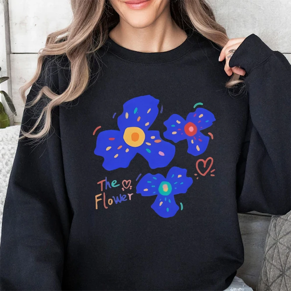 The Flower Trendy Women's Graphic Sweatshirt Bohemia Hand Painted Cusal Sweatshirt Floral Long Sleeve Special-Interest Top Women