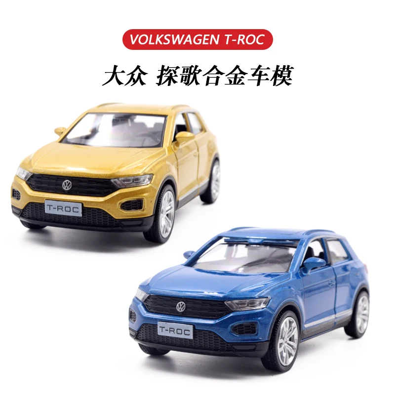 Modelo de coche de aleación de T-ROC Volkswagen, vehículo de juguete fundido a presión, modelo de coche de Metal, simulación, Colección Pull Back, juguete para niños, 1:36