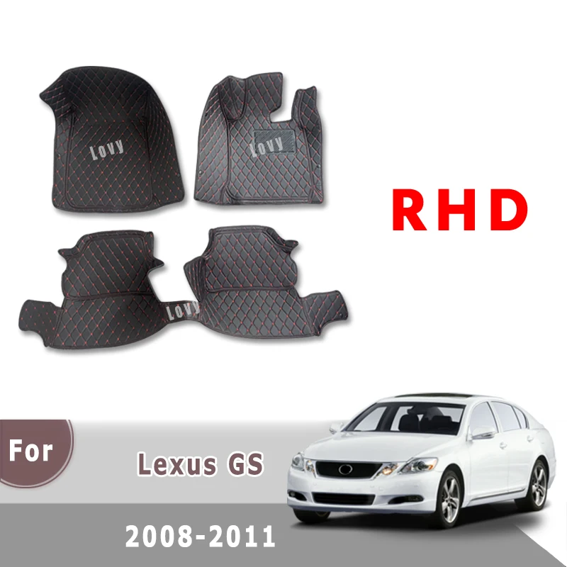 

Коврики RHD для Lexus GS 2011 2010 2009 2008, автомобильные коврики, аксессуары для интерьера автомобиля, водонепроницаемые накладки на ножки из искусственной кожи