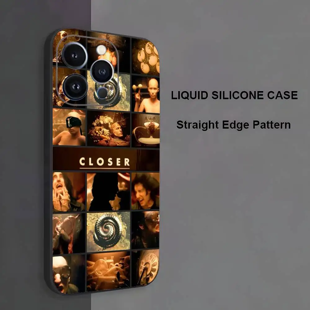 N-Nine I-Inch Nails NIN جراب هاتف آيفون 17,16,15,14,13,12,11,Pro Max,XS,X,XR,SE,Mini,8,7,غطاء أسود من السيليكون الناعم #5