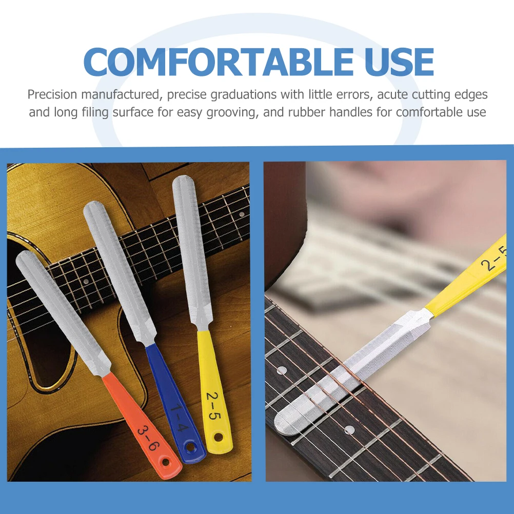 

1 set Precision Fingerboard File Luthier Tool Guitar Nut Files Electric Slot Saddle Scrbe Alloy Tempered Edges Round for Guitars