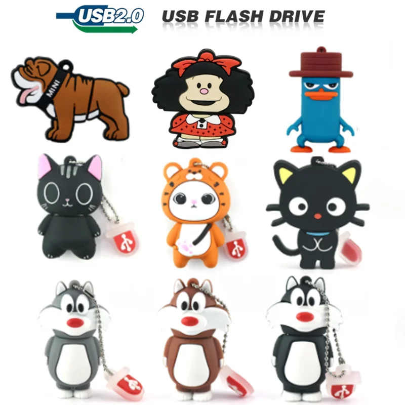 

32GB usb flash drive cartoon cute kitten 4GB 8GB U disk 16G animal black Cat 64G 128G 256G memory stick creative gift pen drive