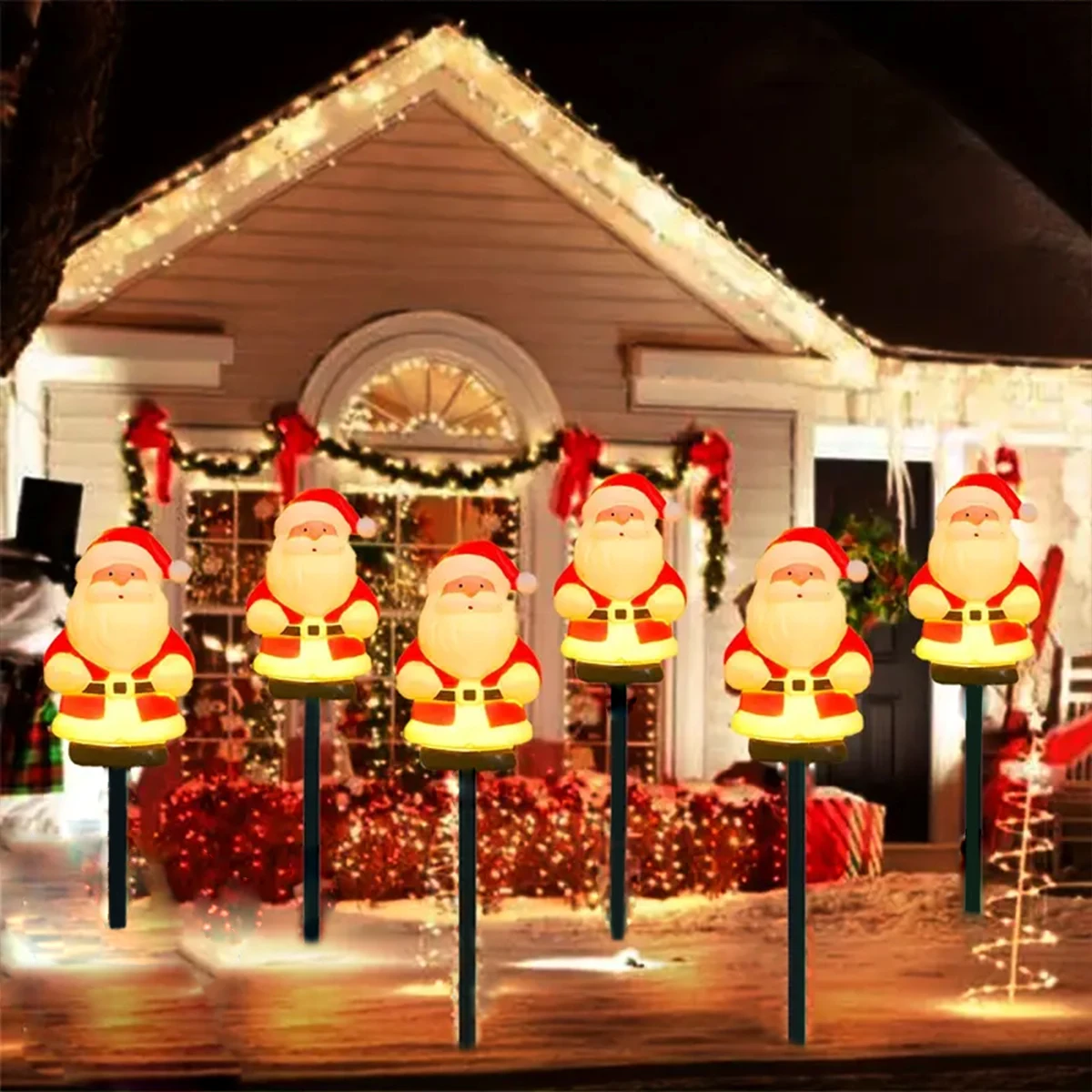 5 قطعة/الحزمة الشمسية عيد الميلاد حديقة حصة أضواء في الهواء الطلق مقاوم للماء الشمسية سانتا مسار أضواء لحديقة الحديقة مسار فناء ديكور