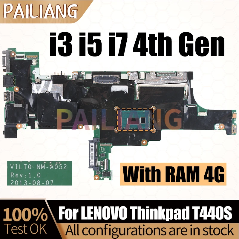 For LENOVO Thinkpad T440S Notebook Mainboard NM-A052 i3 i5 i7 4th Gen RAM 4G 04X3902 04X3905 Laptop Motherboard Full Tested