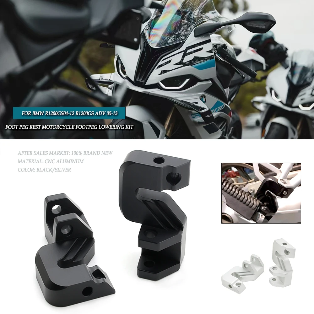 

Motorcycle Passenger Foot Peg Rest Footpeg Lowering Kit For BMW R1200GS 2004-2012 R1200GS ADV 2005-2013 R1200GS