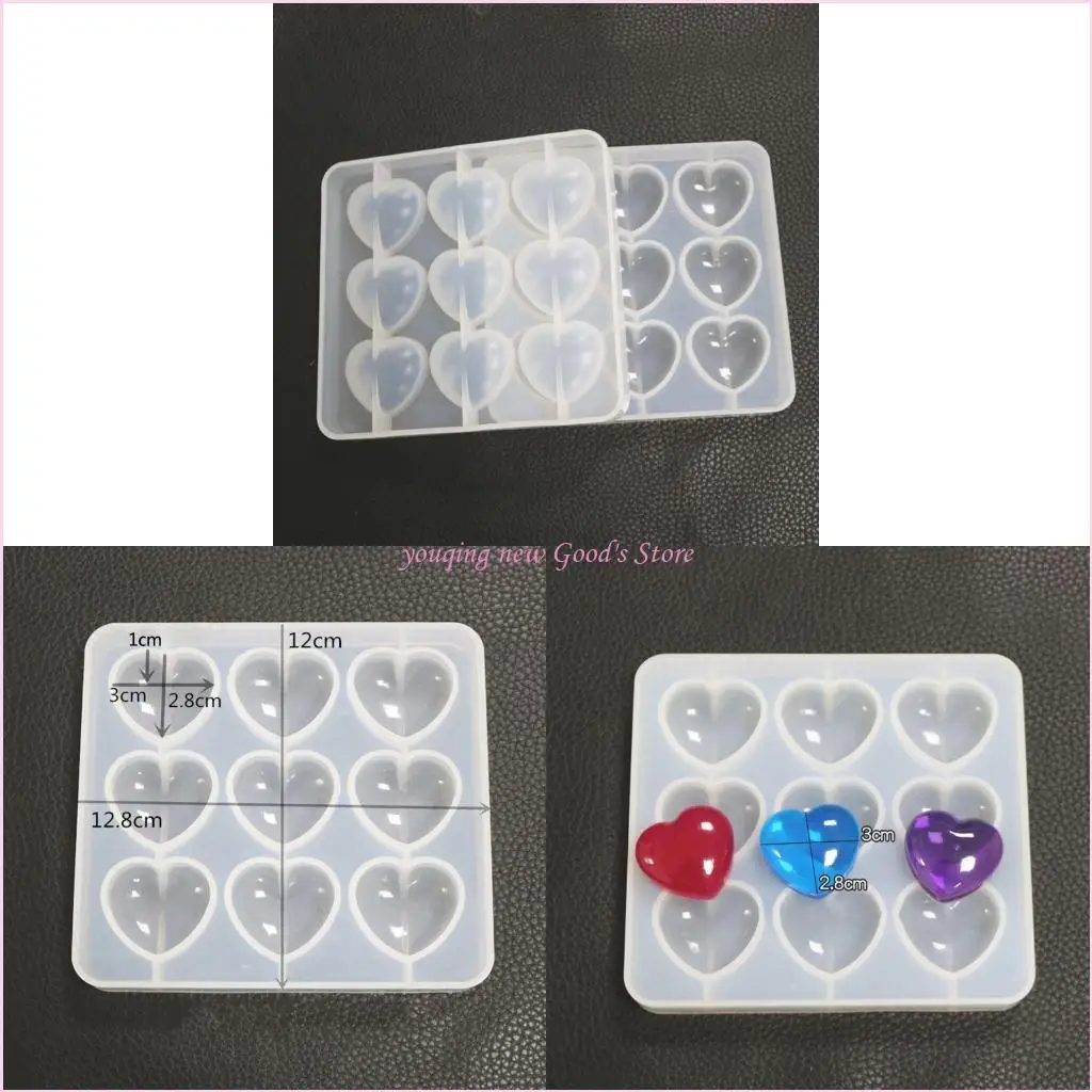 

57QA силиконовая форма с 9 отверстиями в виде сердца любви, кухонный инструмент для выпечки торта, форма для печенья с помадкой