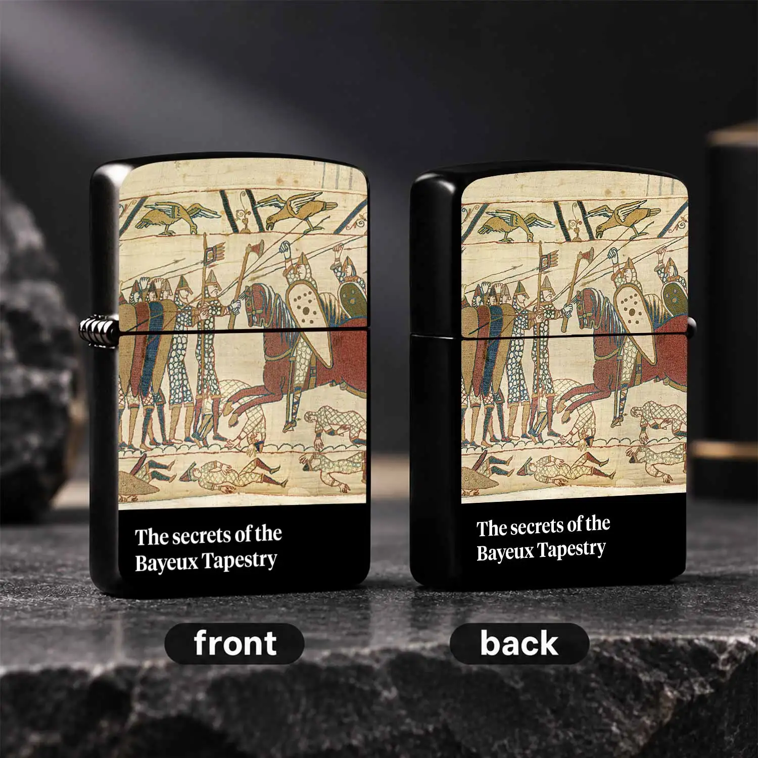 Vintage Bayeux Tapestry Medieval Battle Pattern Portable Lighter, Historical Art Themed Practical Daily Ignition Accessory, Ideal Unique Decorative Present for History Lovers for All Scenarios  A Humorous And Interesting Lighter