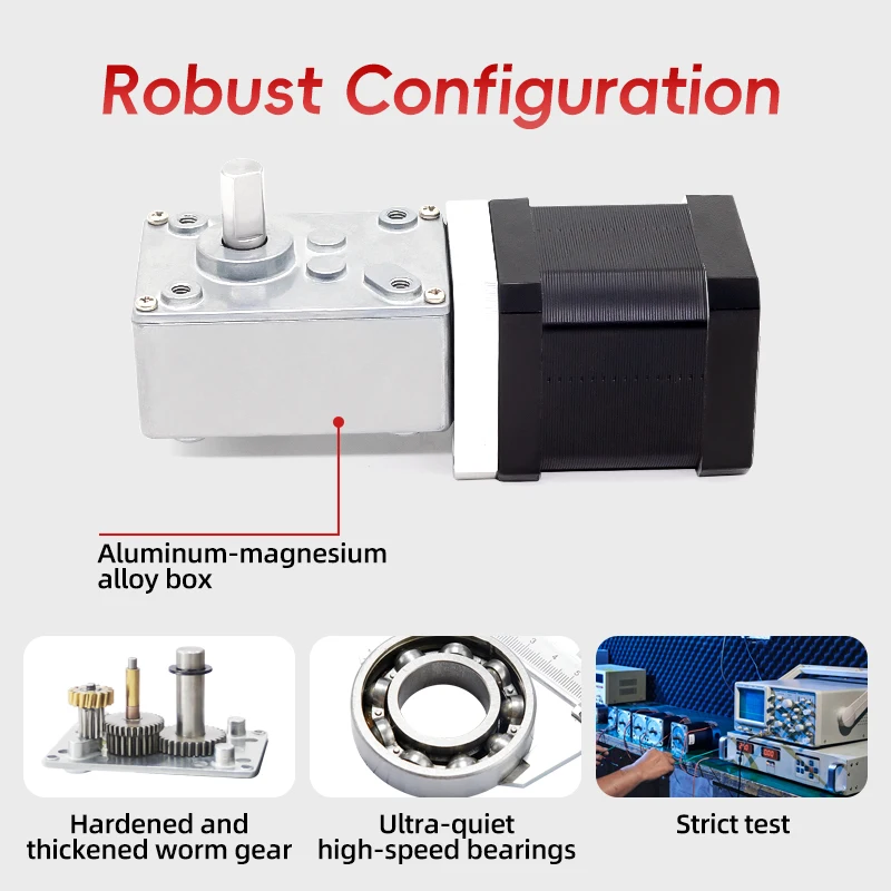 Heavy Load 400N High Torque 6-25Nm DC Worm Geared Reduction Stepper Motor NEMA23 90 Degree Gearbox For CNC Packing Machine