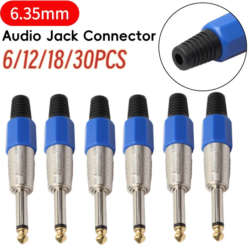 6PCS Mono Sophomore Core Amplifier Microphone Plug 6.35mm Male Plug To RCA Female Audio Jack Connector For Microphone