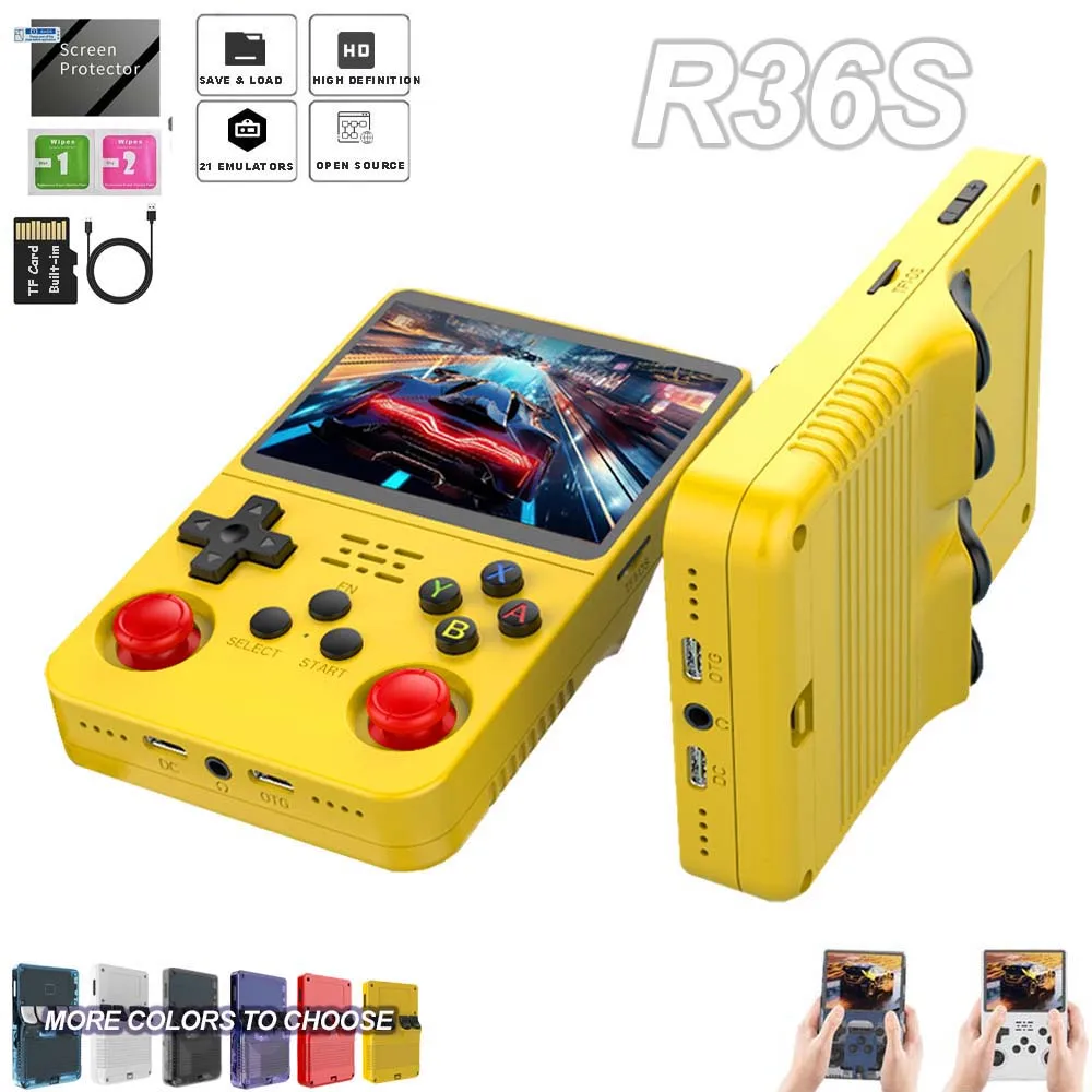 R36s Retro Game Console 64G Linux System 3.5 Inch IPS Screen Portable Pocket Video Player 128G Classic Video Gaming Consoles