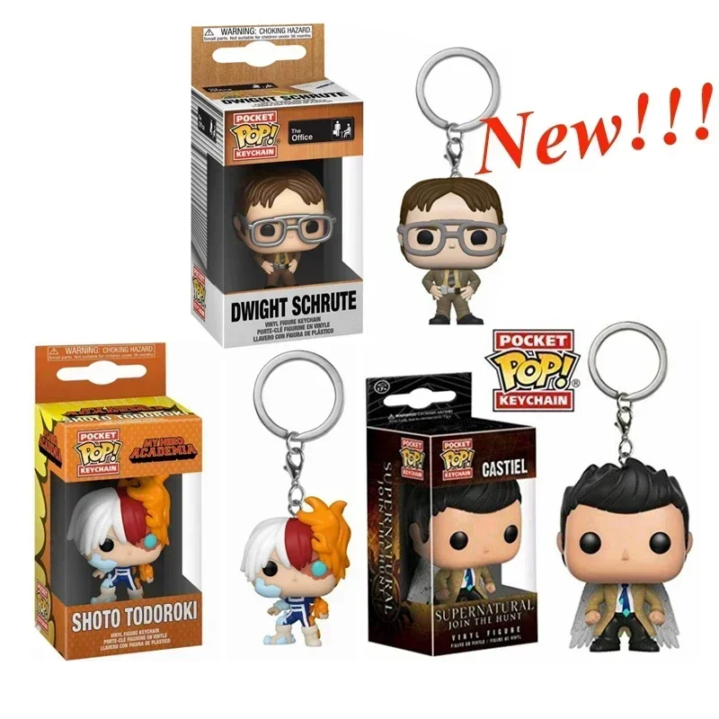 Funko pop bolso o escritório chaveiro dwight schrute castiel shot todoroki figura de vinil chaveiro ação pingentes chaveiro brinquedos