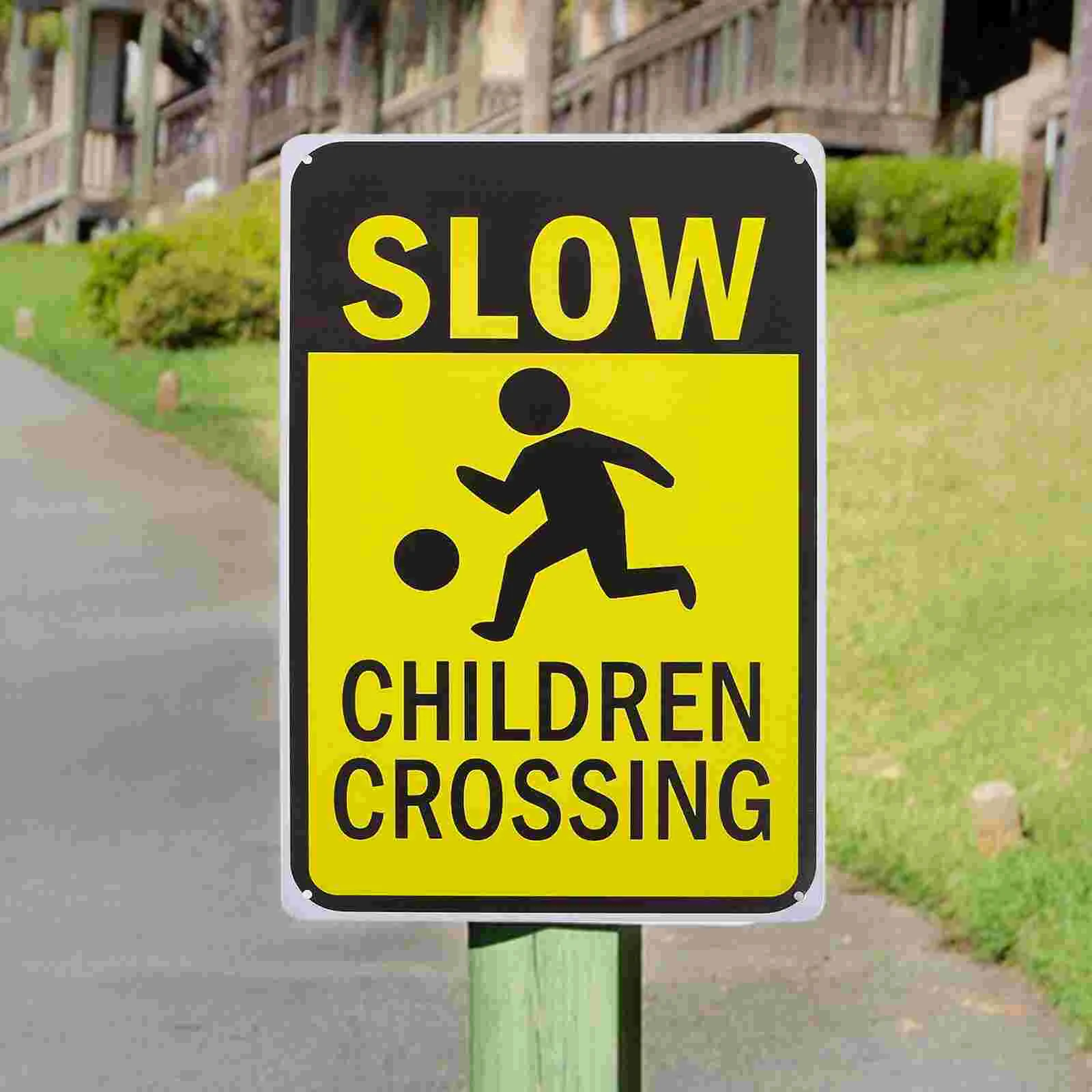 Slow down Sign Safety Signs for Neighborhoods Road Yellow Iron Sheet Drive Child