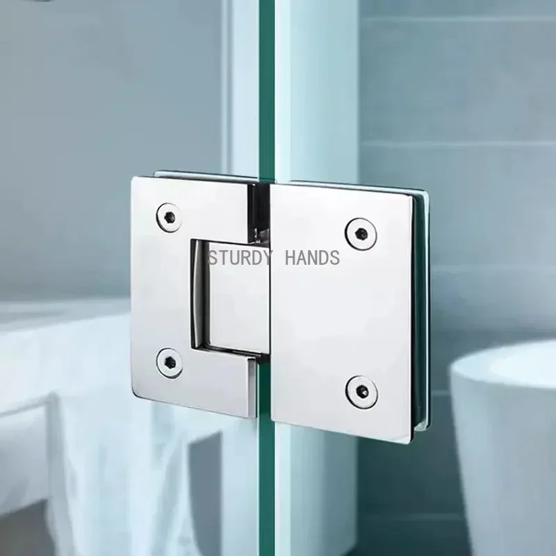 304 Stainless Steel Frameless Glass Hinge 90-180 Degrees Two-way Folding Hinges Solid Bathroom Glass Clamp Door Accessories