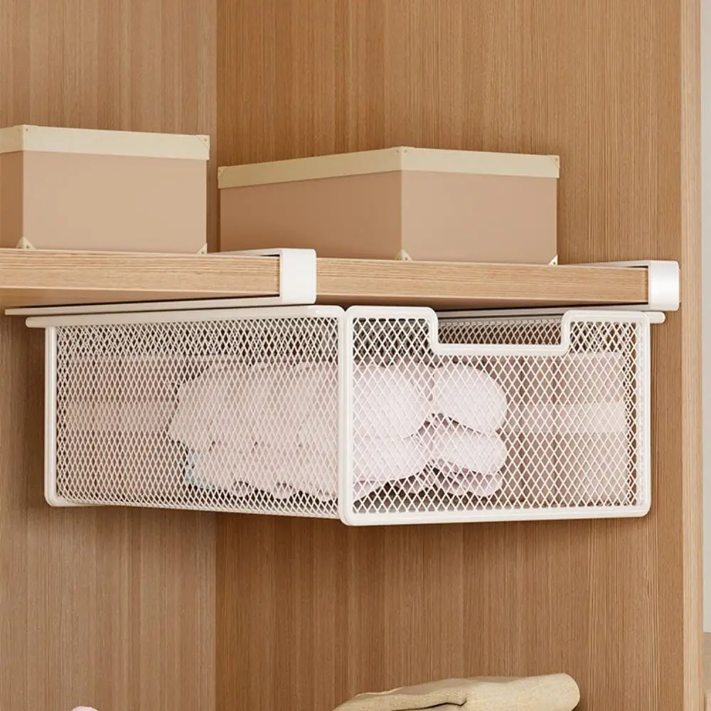 

Large Capacity Underwear Storage Basket Under Shelf Under Cabinet Hanging Organizer Basket Design Pure Color Wardrobe Organizer