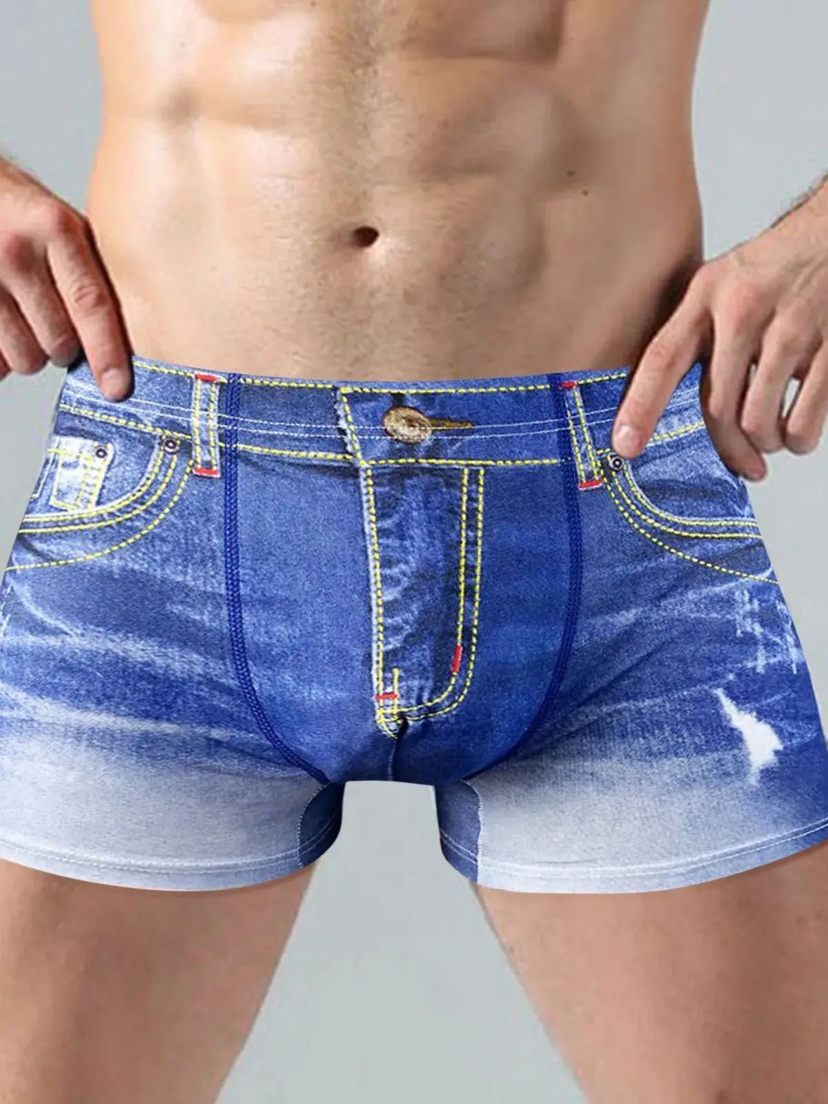 Nieuwe Mode Merk Mannen Denim Ondergoed 3d Sexy Boxers Jeans Shorts Classic Print Boxers Heren Cowboy U Bolle Pouch Underpants